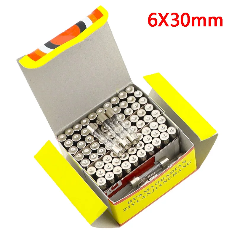 

100 Pieces 6*30mm Glass Fuse Tube Fuse 6x30mm Fast Fusing 250V 0.5A 1A 2A 3A 4A 5A 6A 8A 10A 12A 15A 20A 25A 30A 6X30