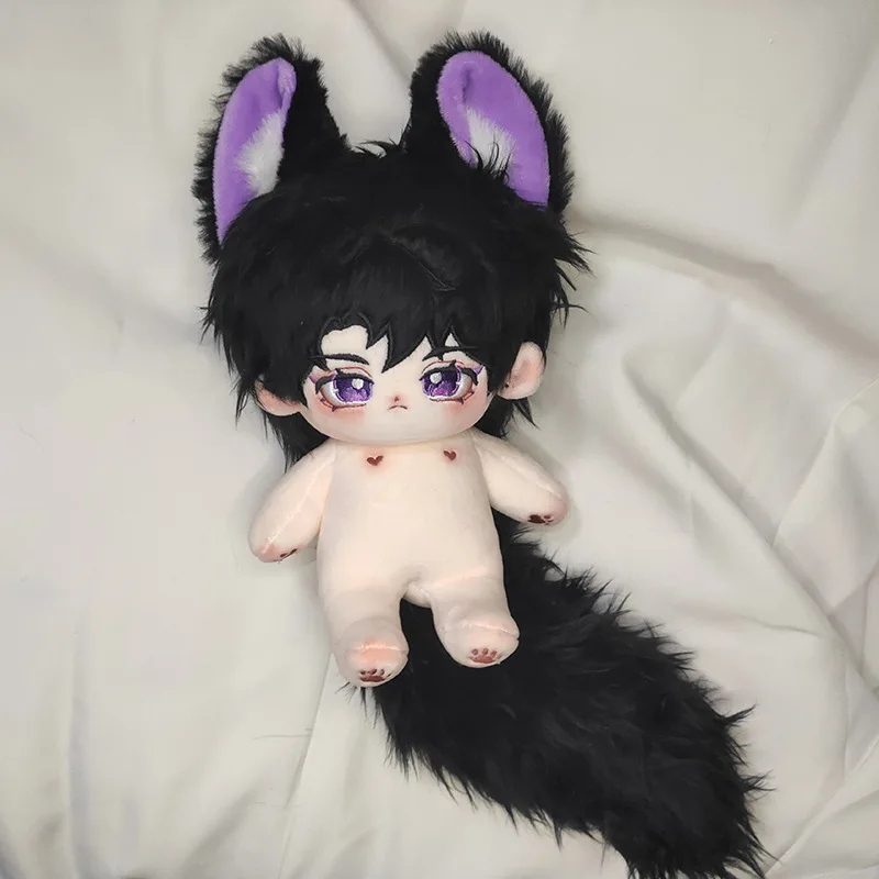 

Cute Original No Attribute Plush Cotton 20cm Black Red Fox Ear Tail Boy Doll Body Toys 20cm Change Clothes Plushie Xmas Gift