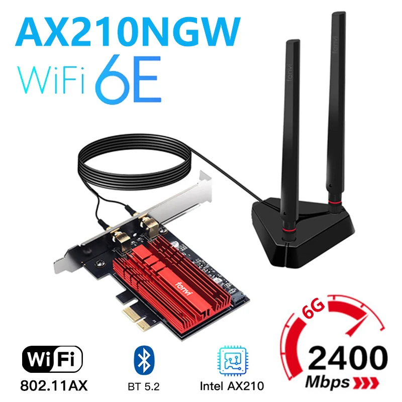 Wi-Fi 6E Intel AX210 Tir Band 2.4G/5G/6Ghz 5374M Wi-Fi Card BT 5.2 AX200 PCIe Wireless Wifi Network Adapter PCI Express Wlan