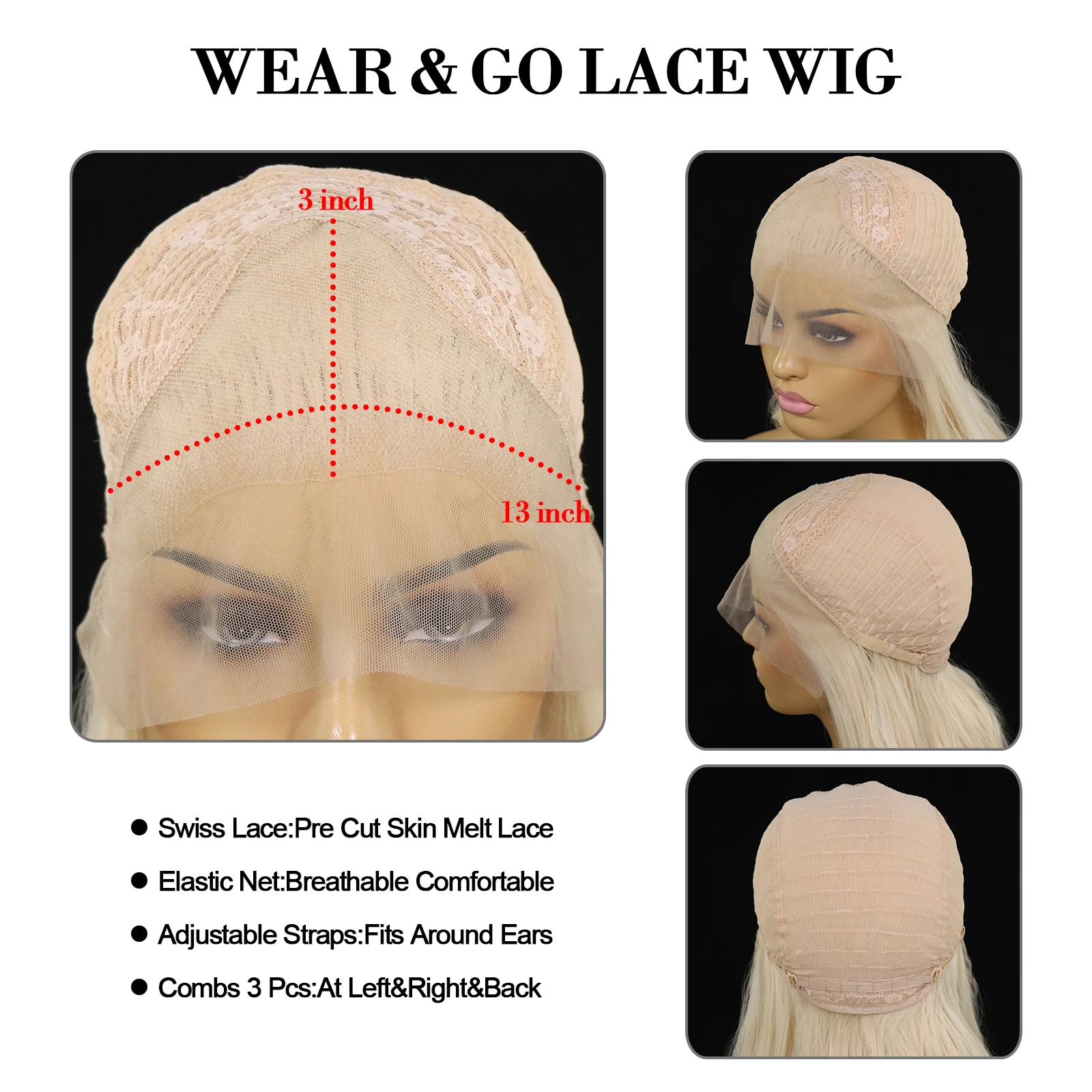 613 Медовый блондин Объемная волна Парик Синтетические волосы Парики фронта