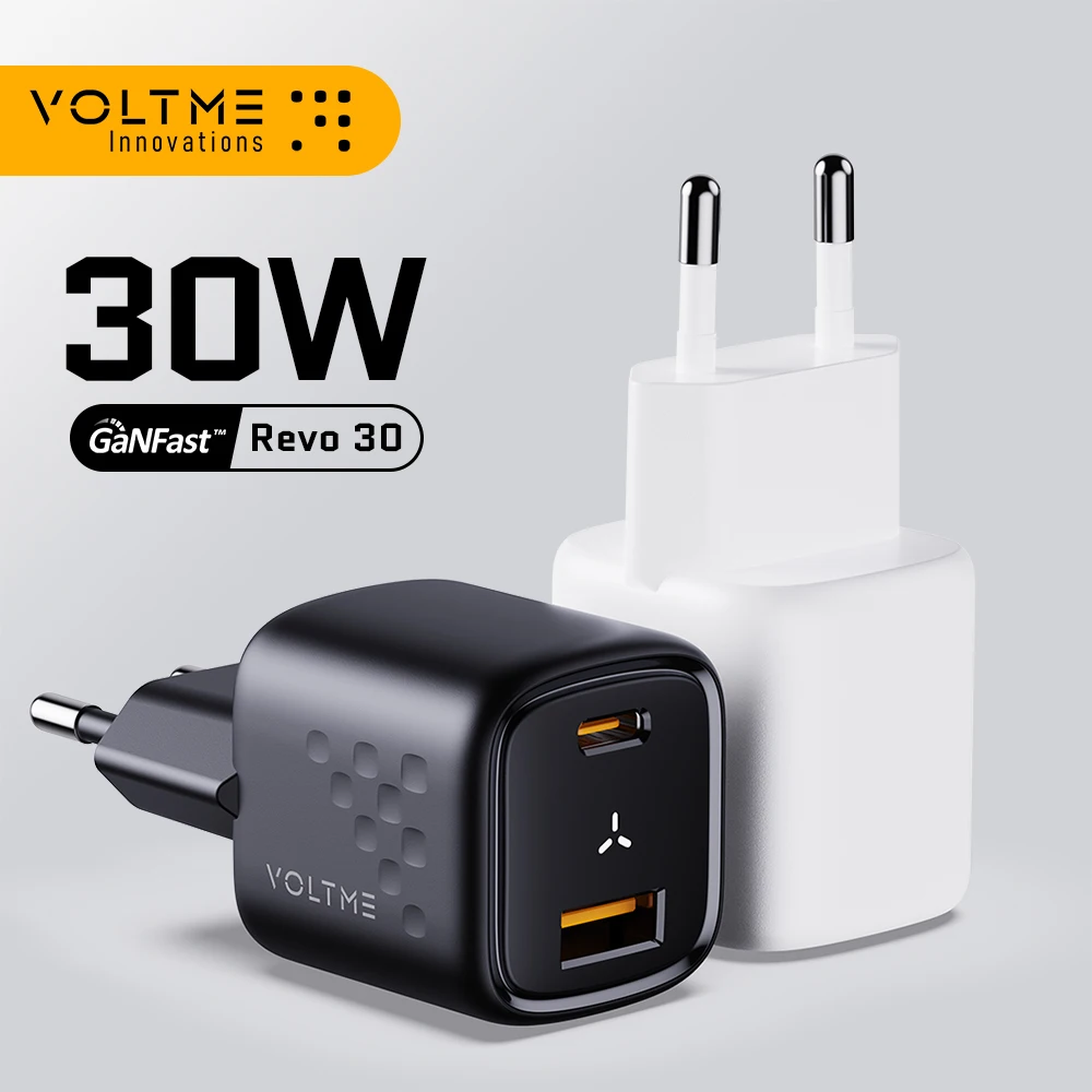 Volme usb c carregador rápido 30w gan carregador qc pd 3.0 adaptador portátil de porta dupla para iphone 15 14 13 ipad xiaomi carregador de parede rápido