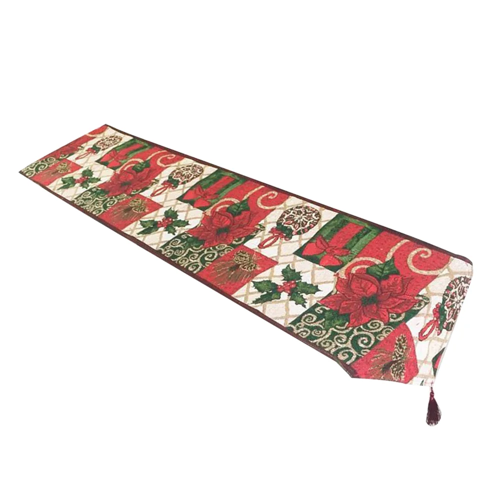 

Table Runner Christmastablecloth Party Holiday Supplies Decoration Paper Embroidery Bed Snowman Tassel Berry
