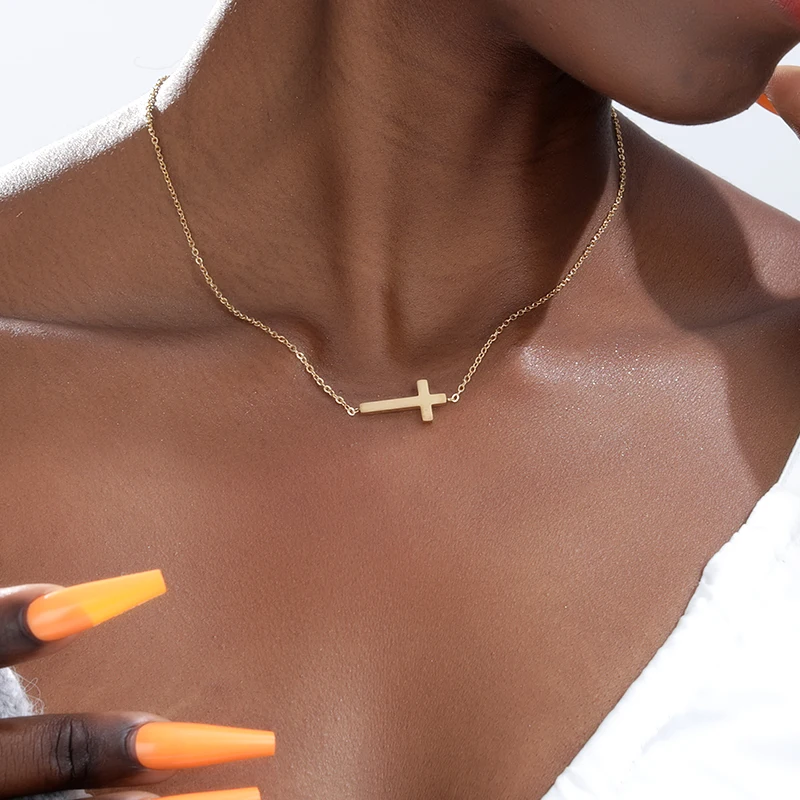 V Attract Sideways Cross Charm Pendant 