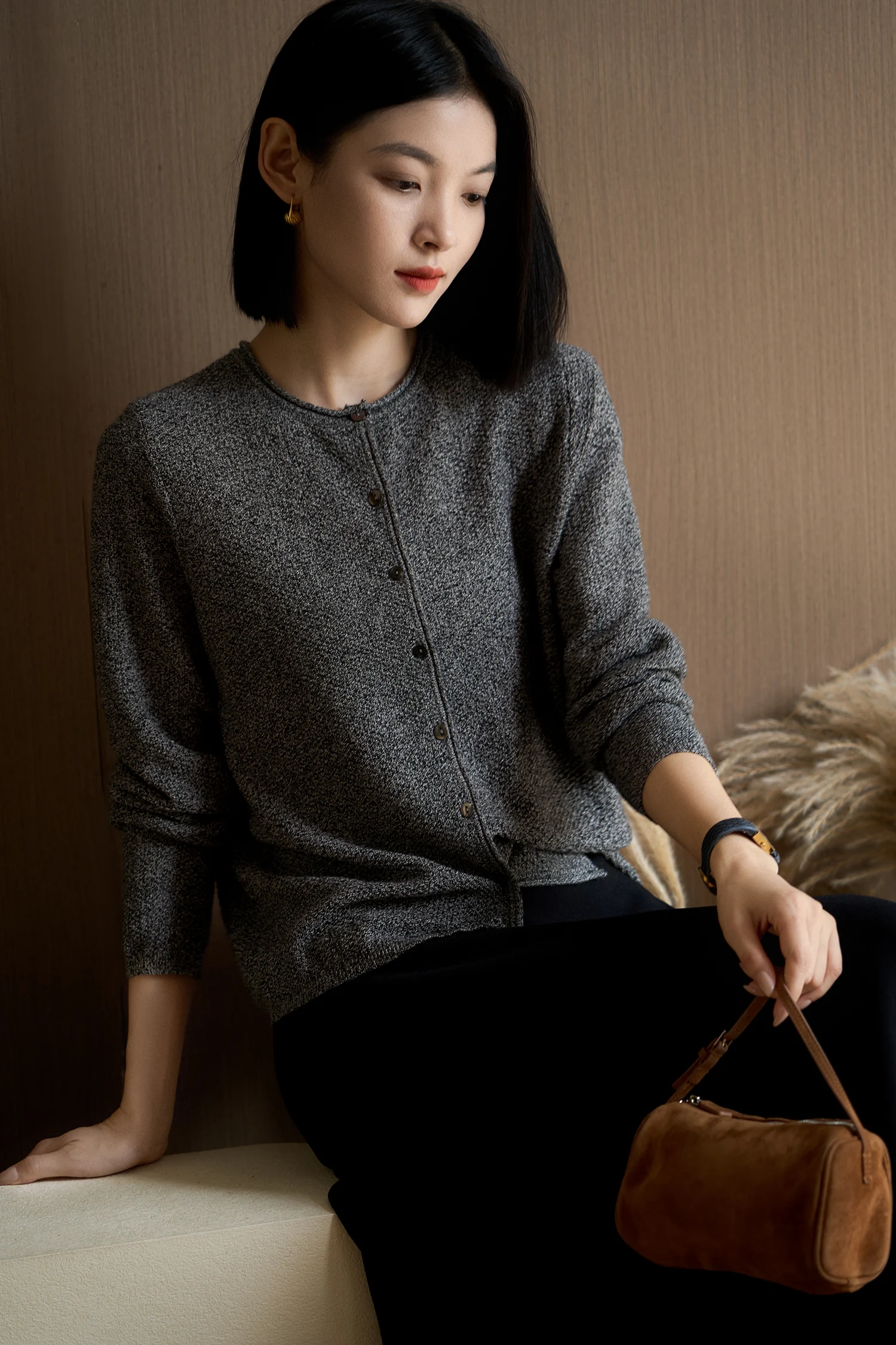 Итальянский ремесленный кашемировый кардиган из органической