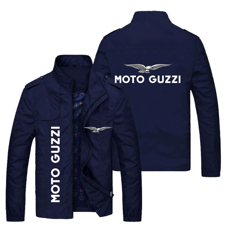 

2023New Spring Autumn Men’s Casual Moto Guzzi Logo Windbreaker Print Zipper Slim Hip-Hop Bomber Jacket Male Coats