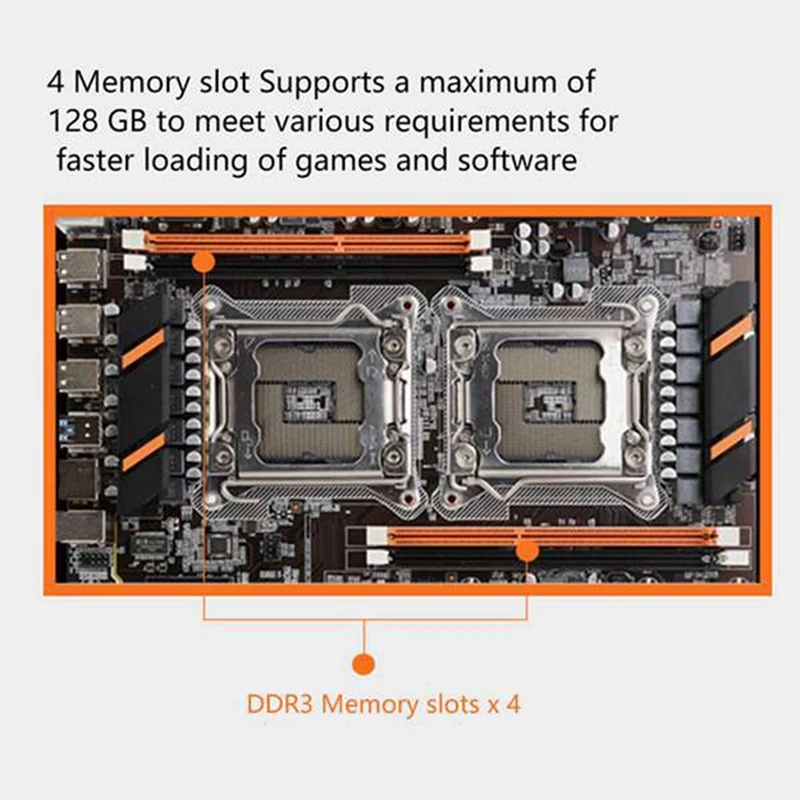 Материнская плата X79 LGA 2011-3 с поддержкой двух CPU 4XDDR3 128G память для Xeon E5 + 2X 2650 V2