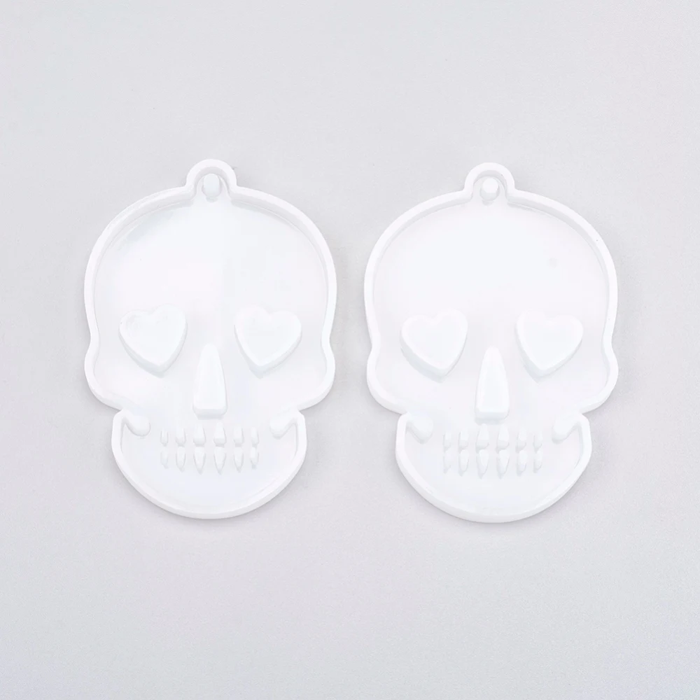

1PC DIY Silicone Hangtag Molds Resin Casting Molds Skull/Heart/ Earring/teardrop White 80-127x55-120x5-8mm Hole: 3mm