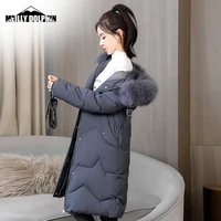 2022 snow wear long jacket winter parka coat women casual fur hooded winter jacket women 5xl female outwear