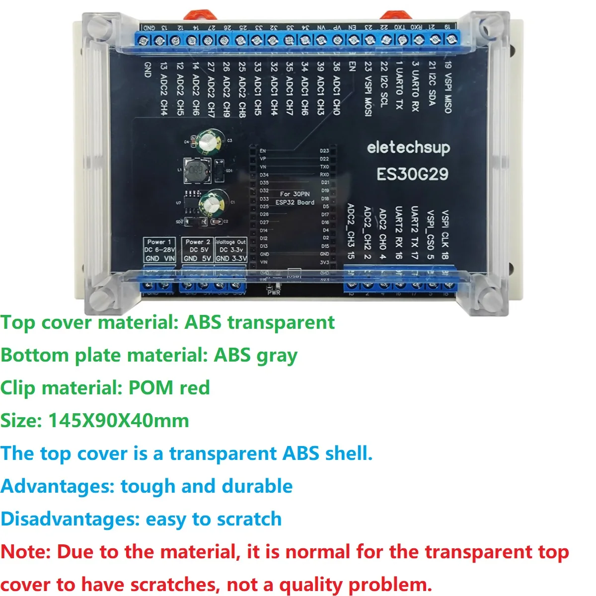 Фото Модуль адаптера крестовой клеммной колодки DIN-рейки 5,0 для Bluetooth Arduino, Wi-Fi, прозрачная крышка IOT, плата расширения ESP32 Devkit №1