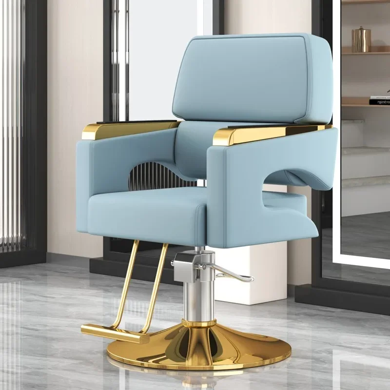 

Leather Barbershop Barber Chair Gold Luxury Personalized Barber Salon Chair Hidraulic Leg Silla De Barbero Commercial Furniture