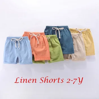 Children's Shorts 2-7 Years Summer Boys Girls Thin Cotton Linen Pants Baby Loose Casual Sports Short Kids Clothes Beach Shorts 1