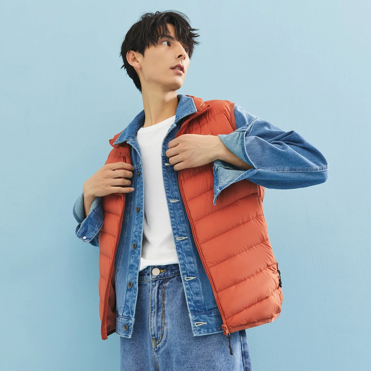 Metersbonwe Man Duck Down Vest Ultra Light Jackets Fashion Sleeveless Outerwear Coat Autumn Winter 90% White Gray Duck Down Coat