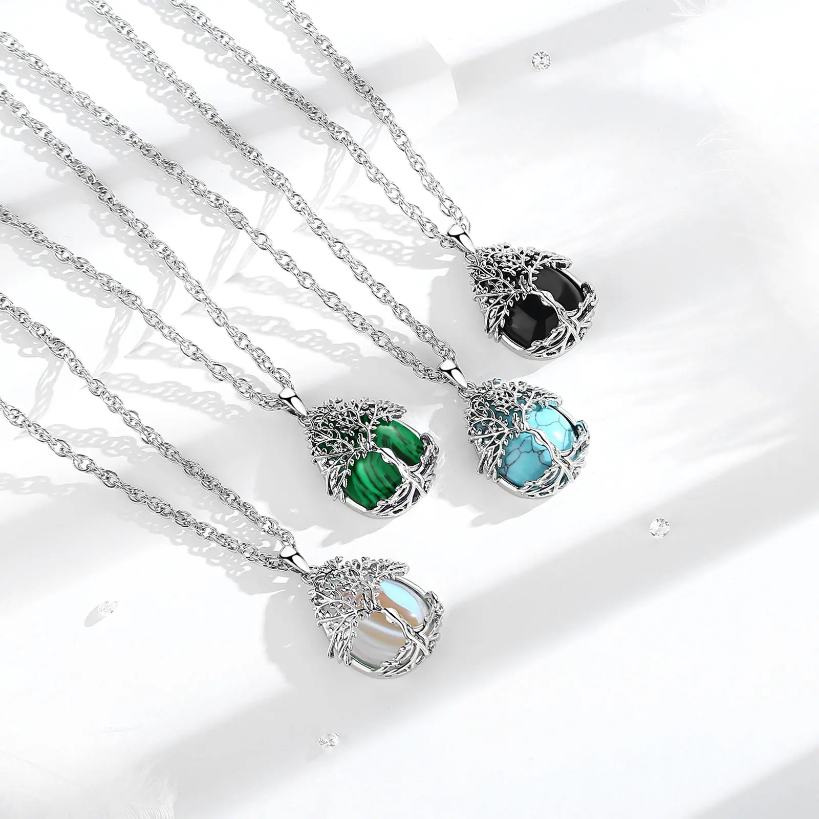 Ожерелье из обсидиана Eudora Древо жизни энергетический целебный камень кристалл