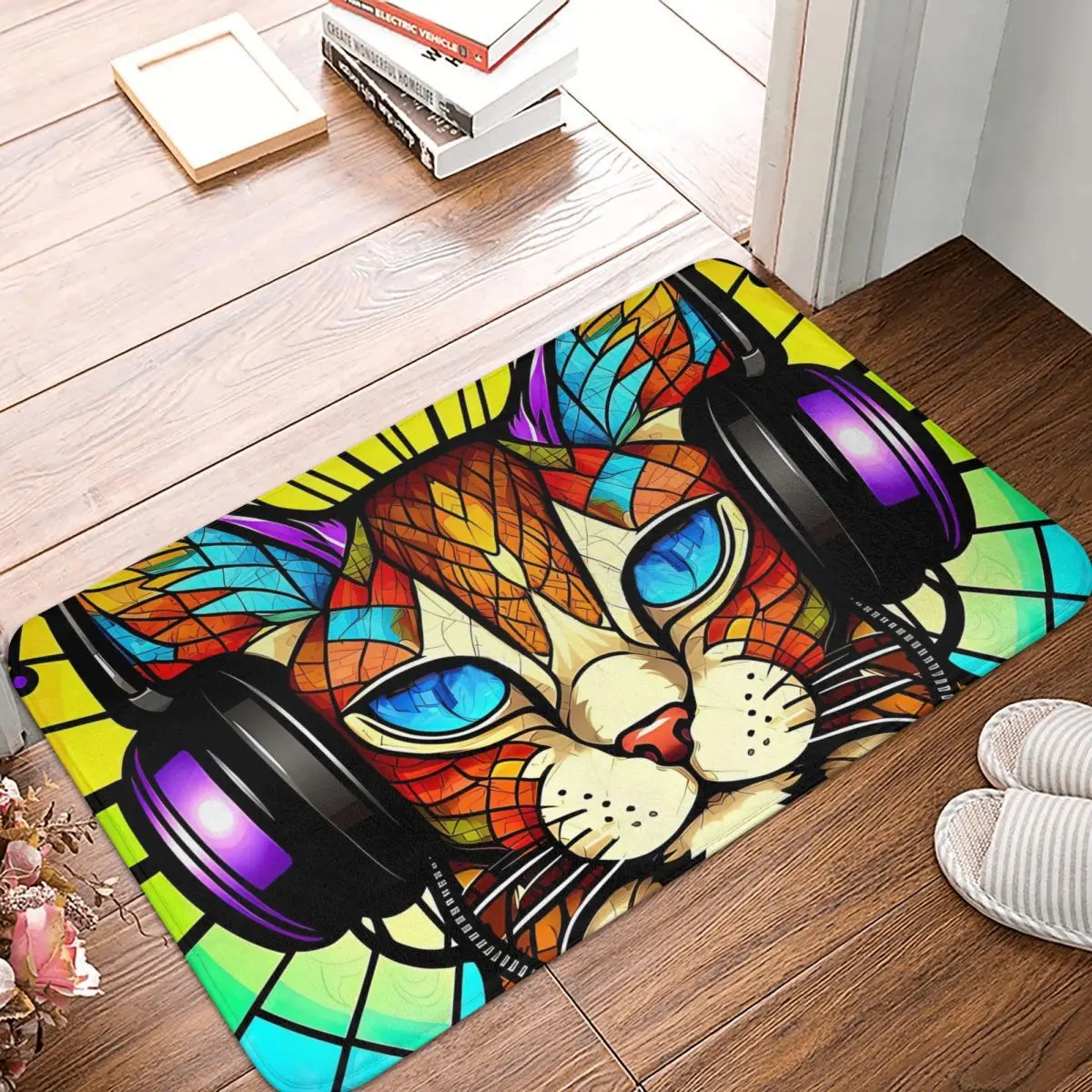 

DJ Cat Cool Colorful Non-Slip Carpet Doormat Bedroom Kitchen Mat Welcome Floor Rug