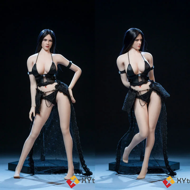 

Сексуальная Женская одежда в масштабе XY003 1/6, кожаный бюстгальтер, кружевное нижнее белье, комплект платья для 12-дюймовых экшн-фигурок, модел...