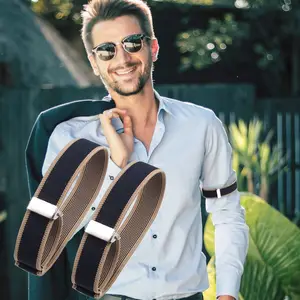 Деловой джентльмен облегающий эластичный браслет костюм рубашка с рукавом держатель Мужская мода регулируемые повязки на руку аксессуары для свадебной одежды