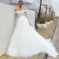 modern lace tulle sweetheart detachable two piece set wedding dresses robe de mari%c3%a9e illusion sweep train bride vestido de novia