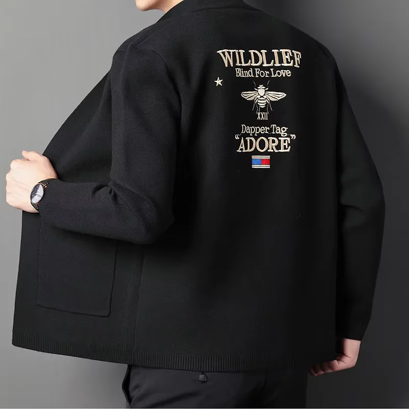 Высококачественный Мужской Кардиган Свитер Модный Корейский Трикотаж С