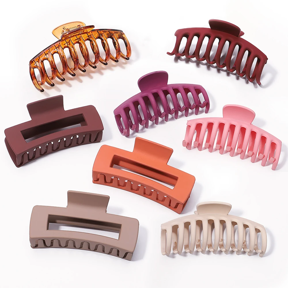 

2 Pack 4.3 Inch Large Hair Clips Neutral Color Hair Claw for Women Thin Thick Curly Hair Matte Claw Clips Strong Hold Jaw Clip
