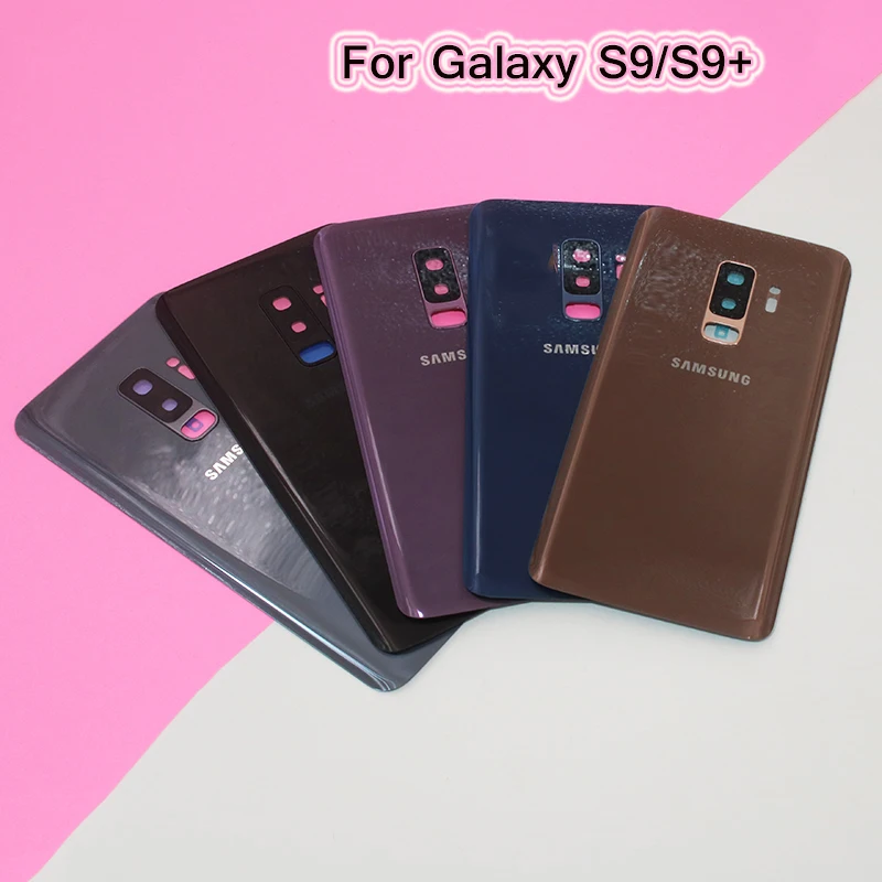 

100% New For Samsung S9 Plus S9+ G965 SM-G965F S9 G960 SM-G960F Back Glass Battery Cover Rear Door Housing Panel With Camera Len