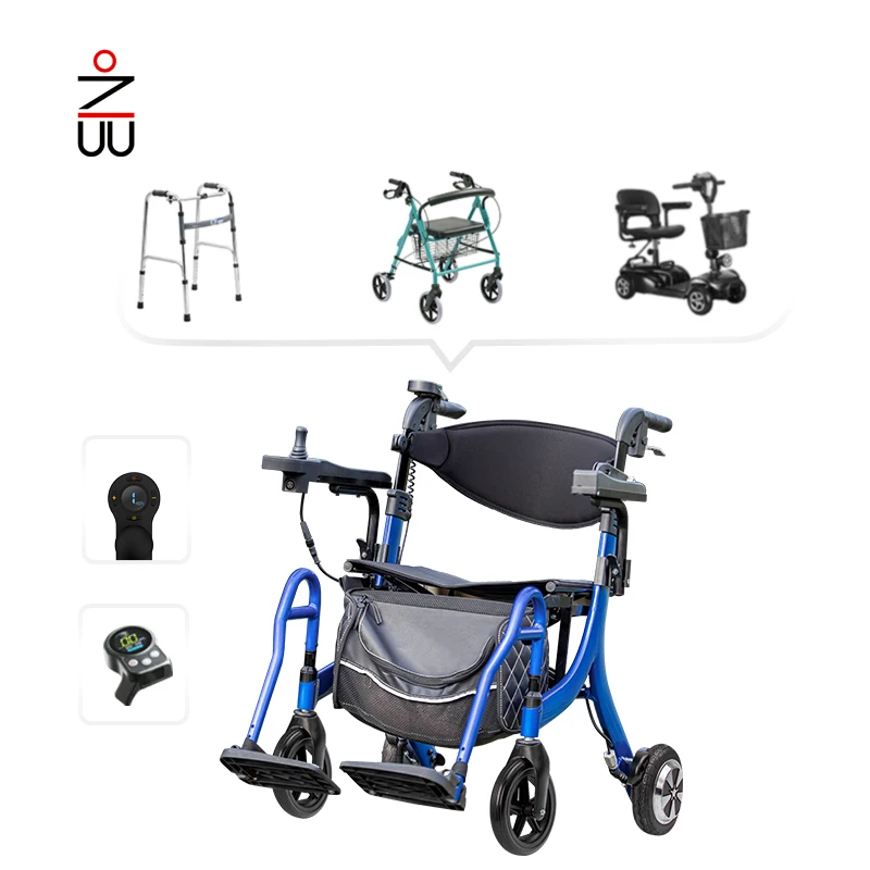 

four wheel adult folding electric rollator walker wheelchair