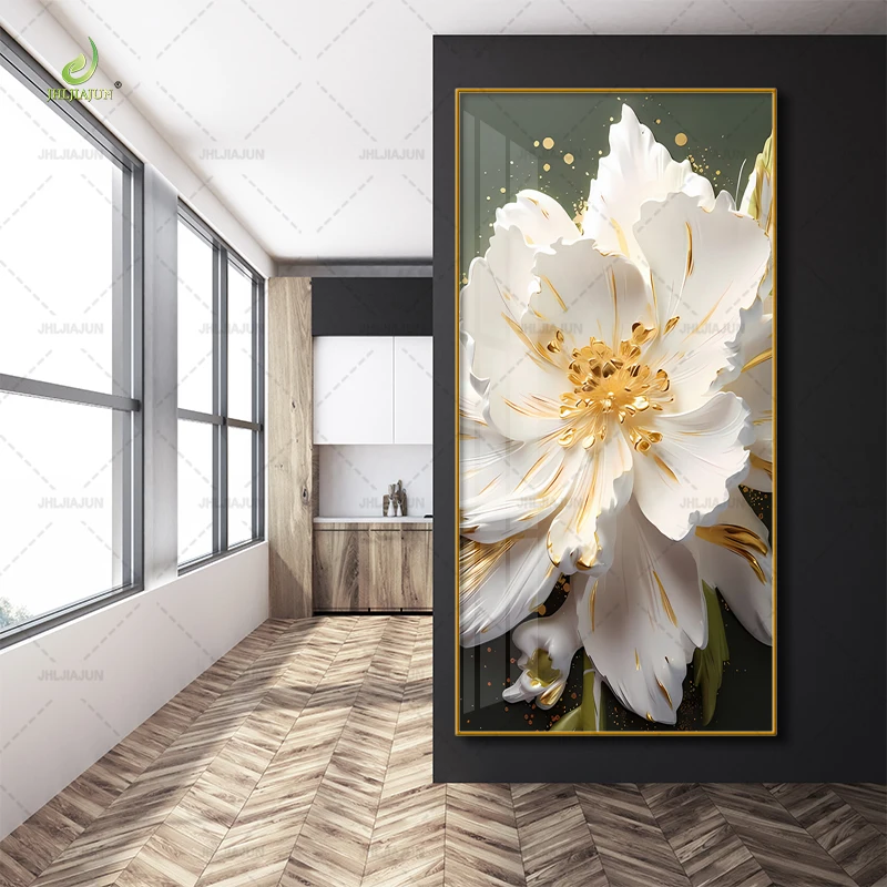 Идеальный постер HD с цветами фон для входа кристалл фарфор Золотая рамка роспись