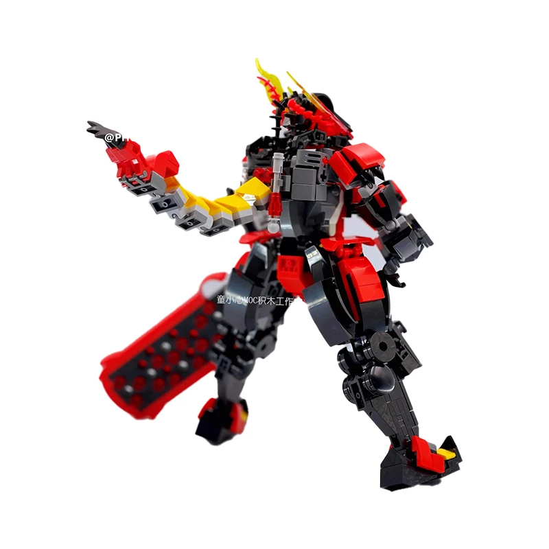 MOC серия Mecha красная фотоголоволомка DIY Модель коллекция эксперты кирпичные