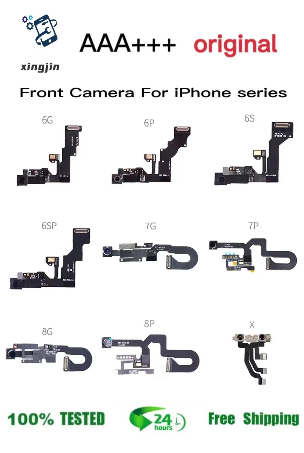 

Original Front Camera For iPhoneX 6 6s 7 8 8Plus 7plus 6plus Proximity Sensor Face Front Camera Flex Cable Phone Repair Parts