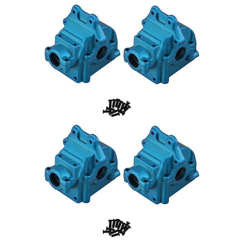 

NEW-4Pcs Metal Wave Box Gear Box Upper And Lower Cover 144001-1254 For 1/14 Wltoys 144001 RC Car Spare Parts,Blue