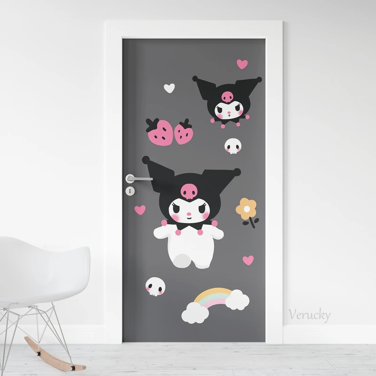 Наклейки на дверь Kuromi Peel and Stick съемные самоклеящиеся оконные пейзажи деревянные