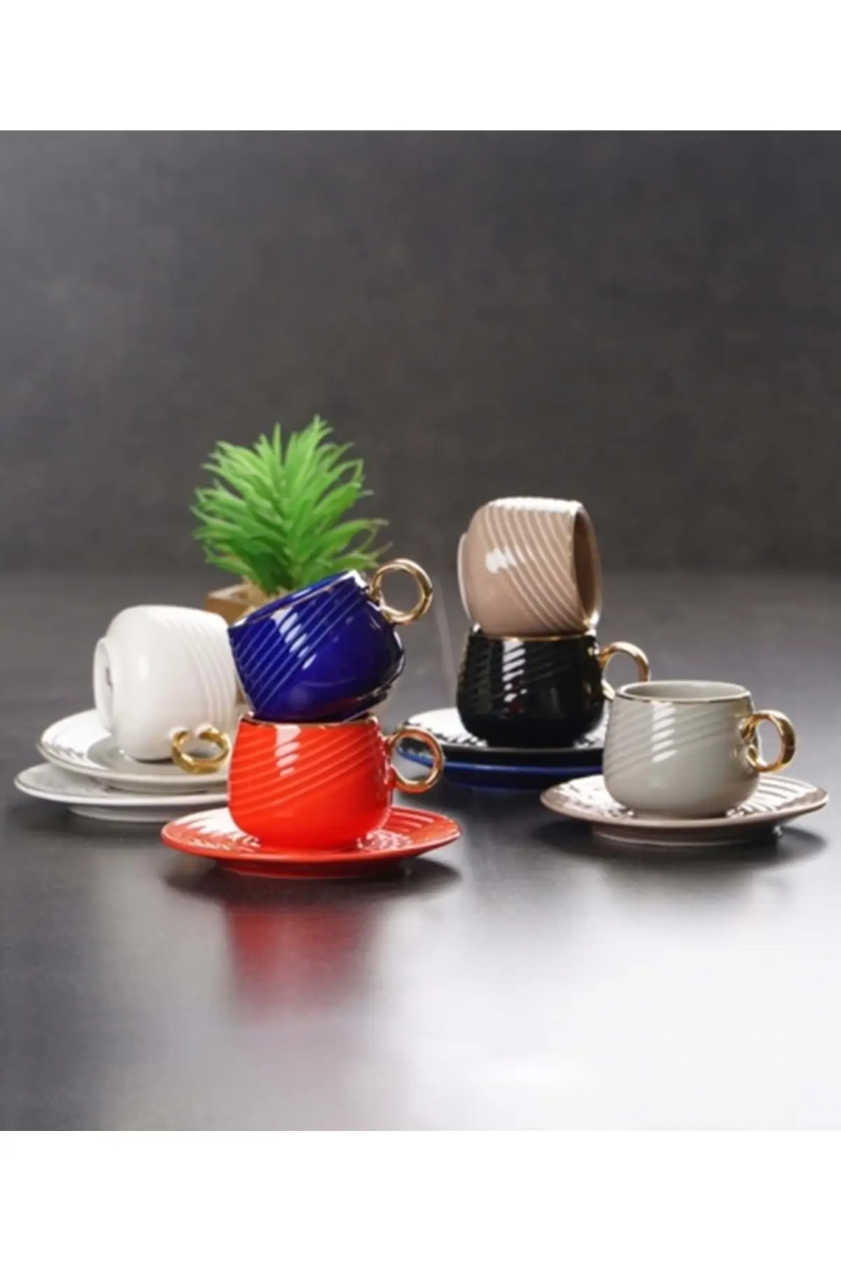 

Amazing Turkish Greek Arabic Coffee & Espresso Cup Set Colorful Porcelain Coffee Cup Set 90ml 6 Psc. KAI-011249