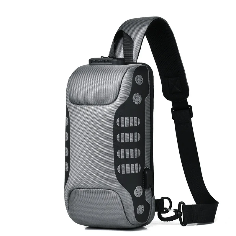 

Дизайнерская нагрудная сумка для мужчин, водонепроницаемая Сумочка через плечо с USB-разъемом, короткий дорожный мессенджер с защитой от кражи, модный полосатый слинг