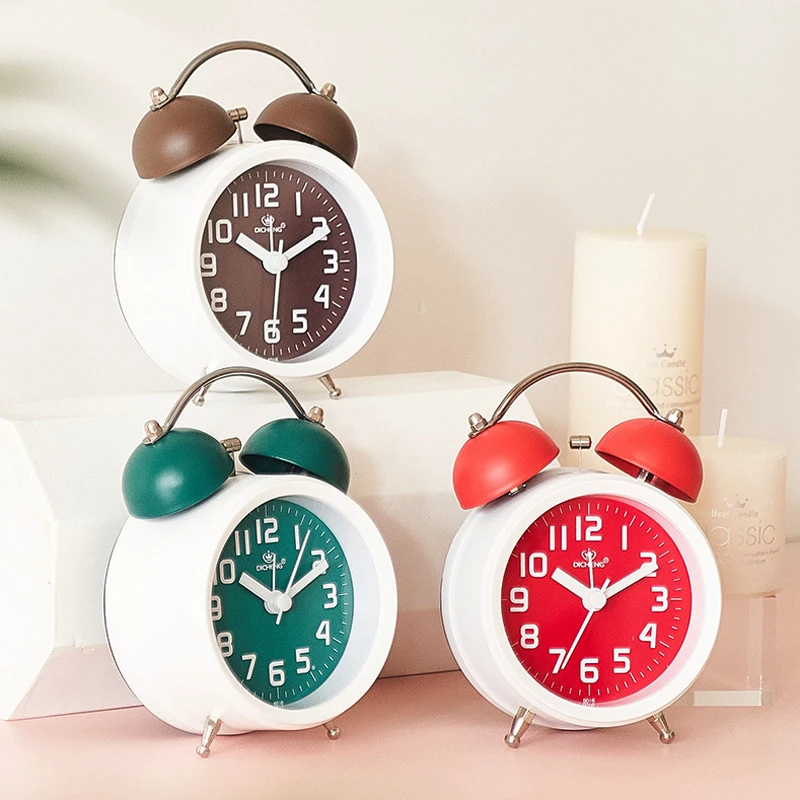 Silent Pointer Clocks Dual Bell Night Light Bedroom Decor Home Decor Vintage Antique Portable Alarm Clock