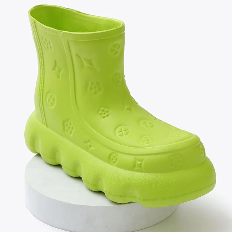 

Новинка 2022, роскошные женские резиновые непромокаемые ботинки из ЭВА, новые женские прогулочные водонепроницаемые ботильоны, повседневные короткие ботинки на толстой подошве