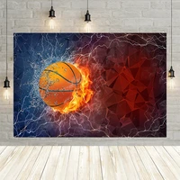 mehofond blue boy s happy birthday party backdrop for photography basketball sport fire flame photo studio background photozone