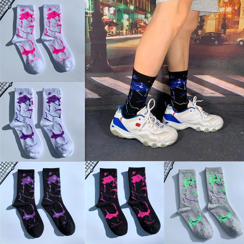 

4 pairs of men and women socks European and American fashion Harajuku street basketball trend personality couple tie-dye socks