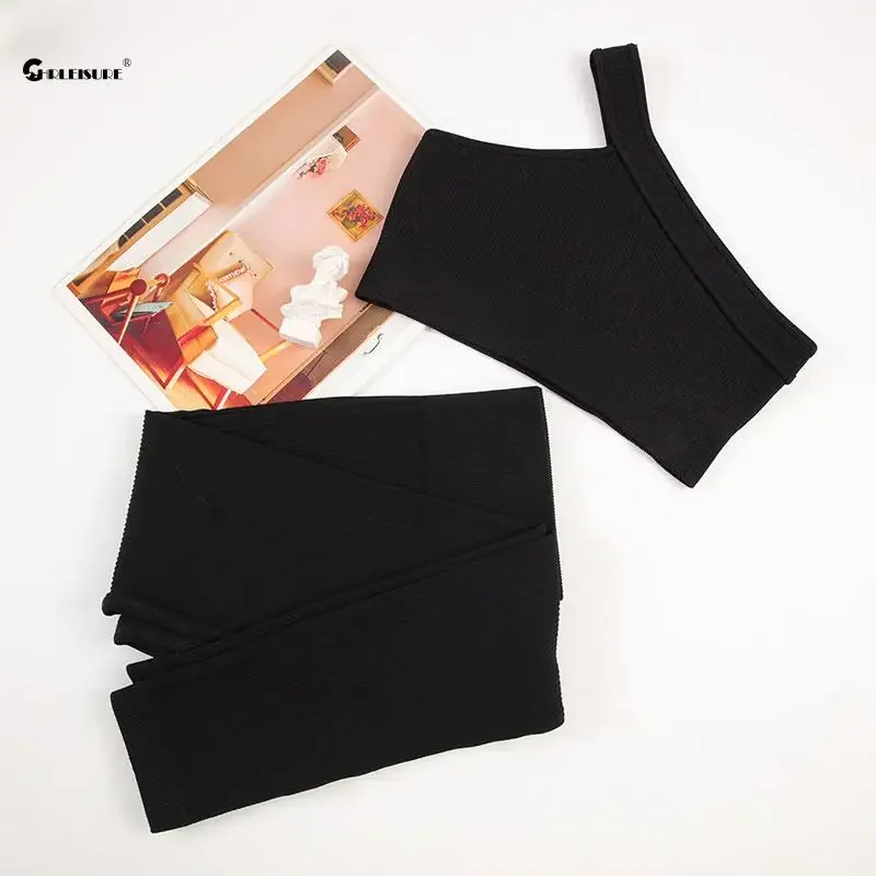 Бесшовный спортивный комплект CHRLEISURE женский костюм для фитнеса йоги в рубчик