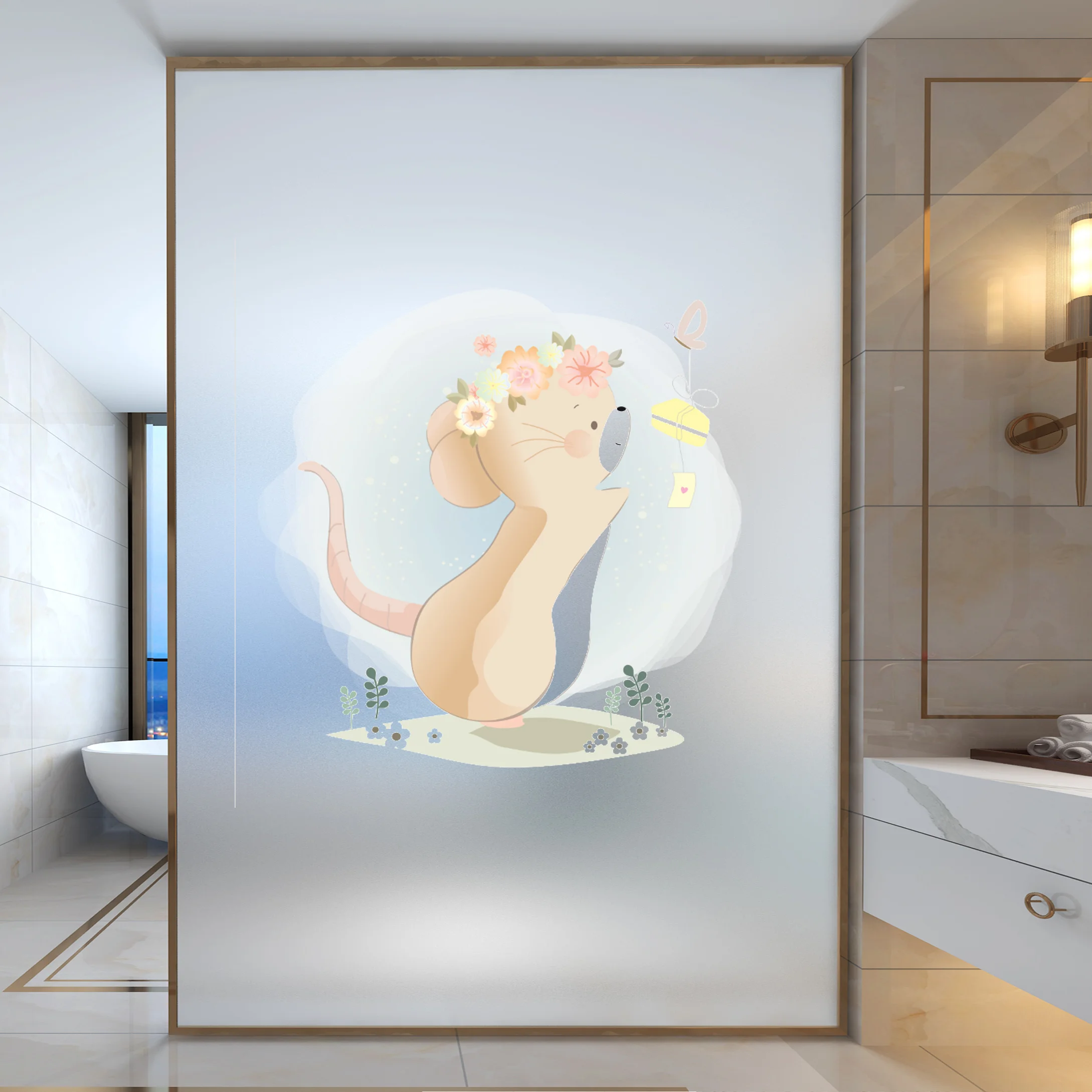 Мультяшные персонализированные стеклянные наклейки для ванной комнаты