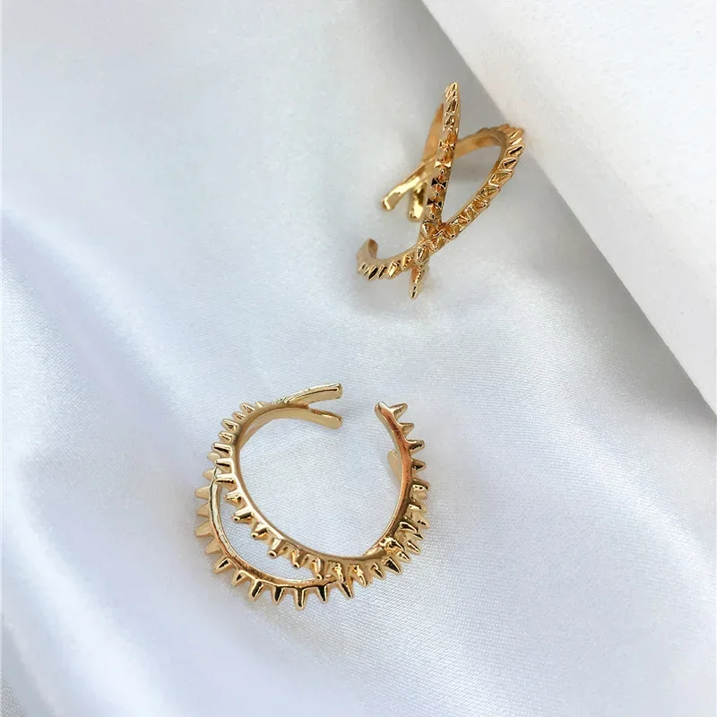 Новые модные простые серьги-клипсы в европейском стиле с позолоченной бронзой