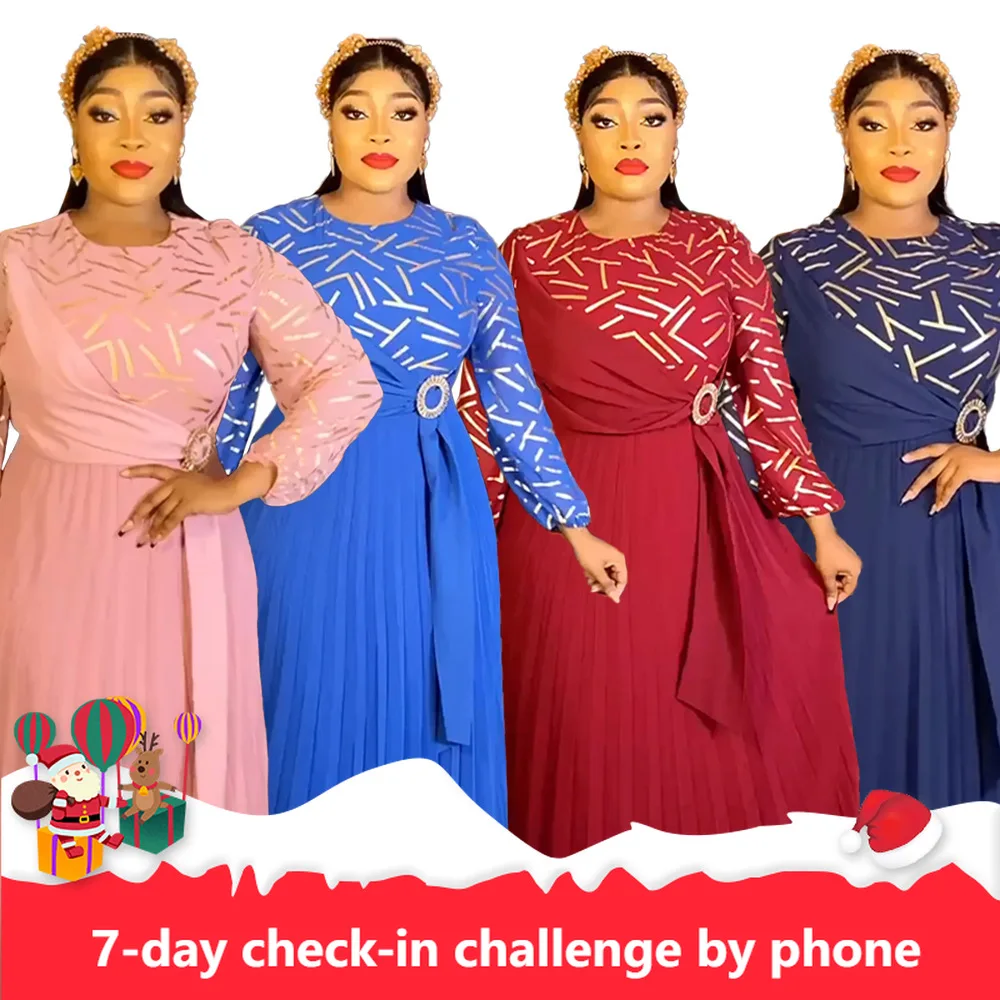 

African Maxi Dresses For Women 2023 Plus Size Evening Party Long Dress Africa Clothing Elegant Kaftan Muslim Chiffon Dress
