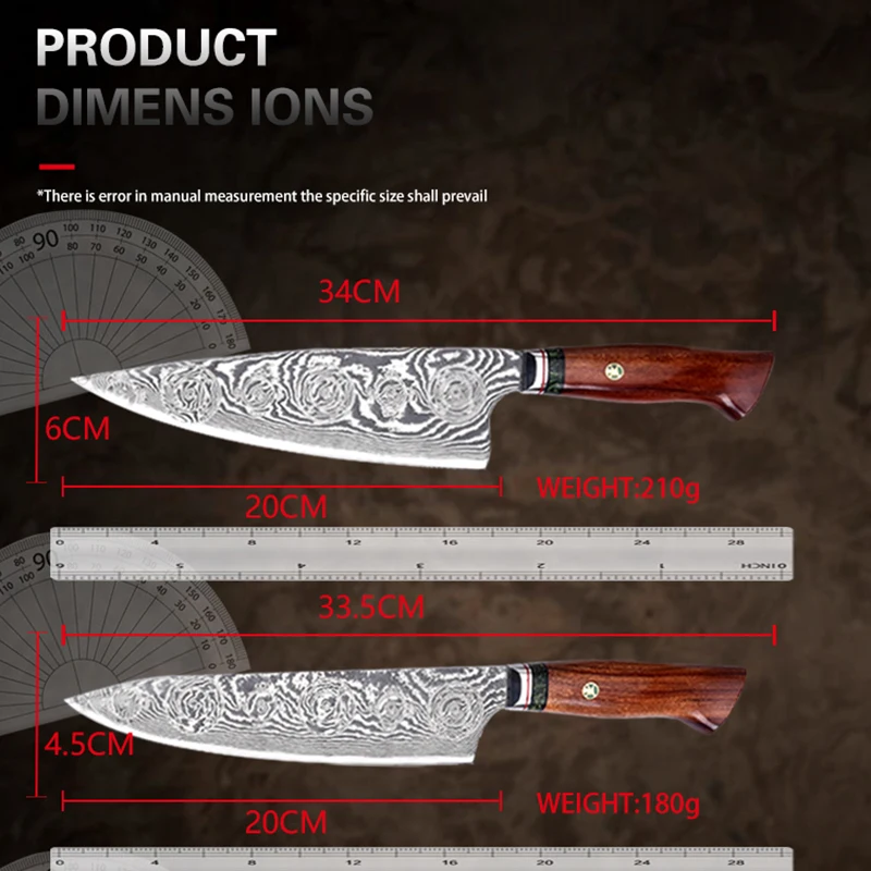 Набор кухонных ножей SEHE из дамасской стали VG10 шеф-повар нож Мясницкий для чистки