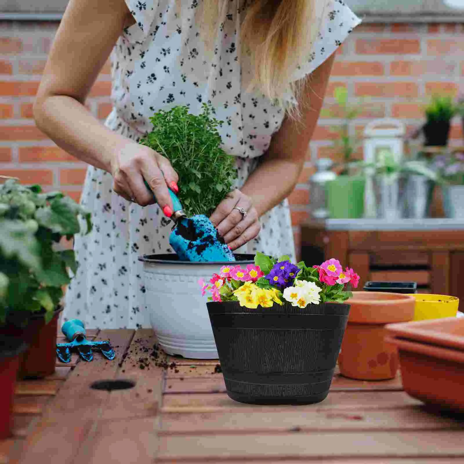 Садовые цветочные горшки для уличных растений бонсай кашпо из смолы винтажный