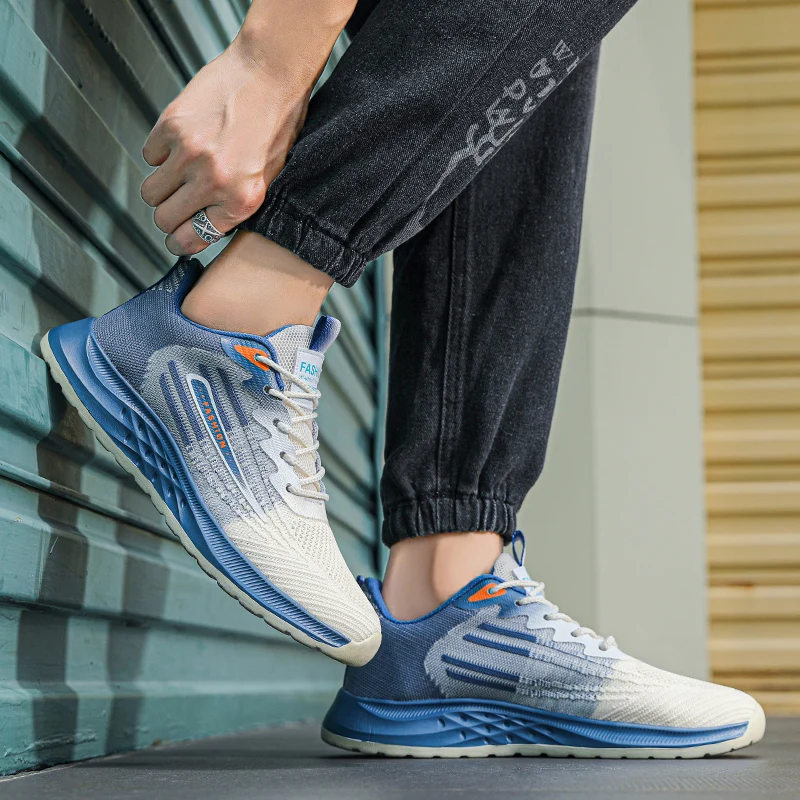 Men Shoes Lace-Up Men Sneakers Breathable Casual Sports Shoes Man Outdoor Running Shoes Fashion No Slip Mesh Sneaker Male