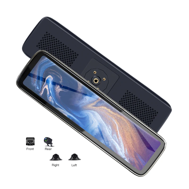 

12 Inch 4 Cams Record Night Vision Car Video Recorder 360 Degree View Touch Screen Smart Mirror DVRs 4 Split Display