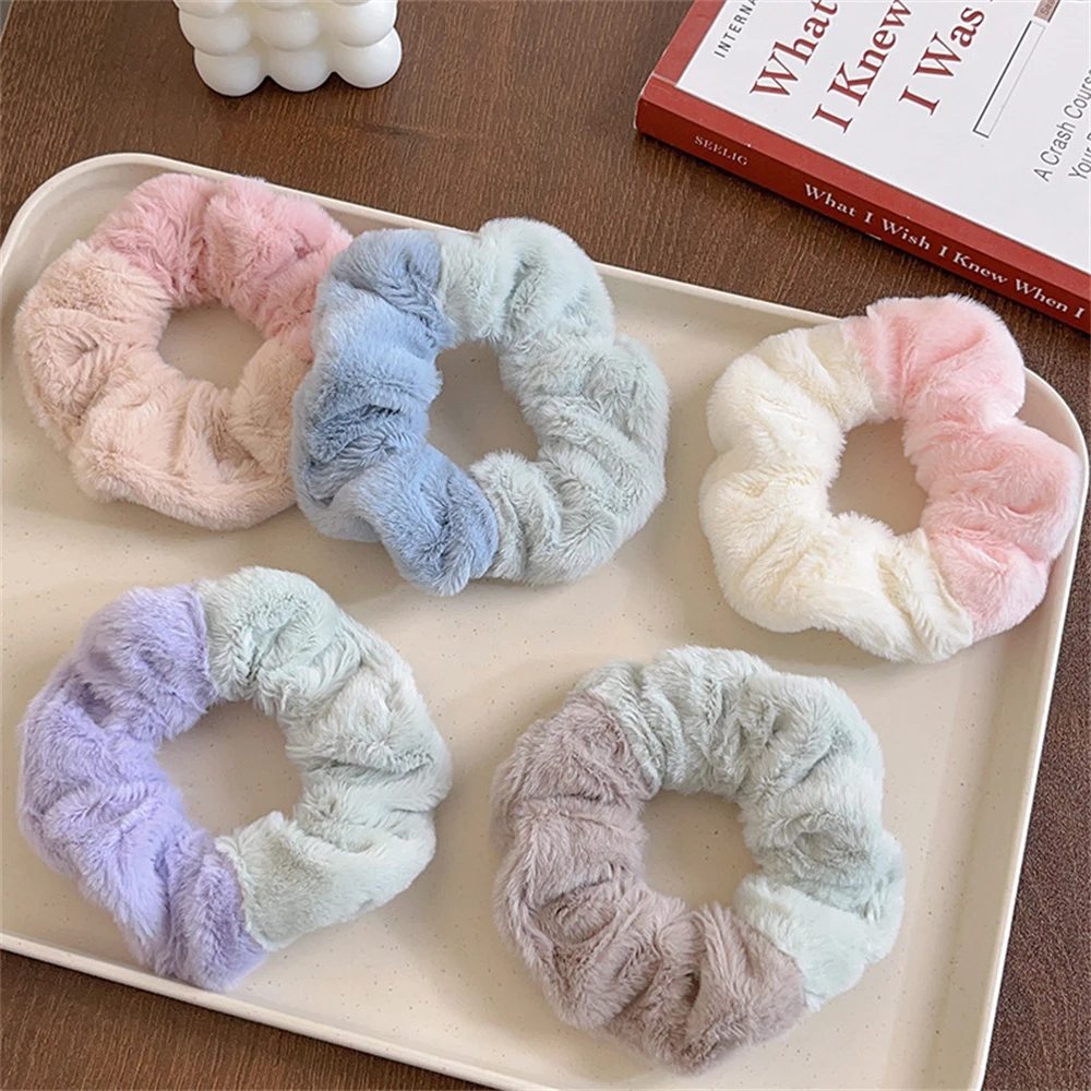 

Autumn Winter Contrasting Plush Scrunchies Hairpin Trendy Girl Bangs Ponytail Scarf Hair Tie Hair Accessories For Women Headwear