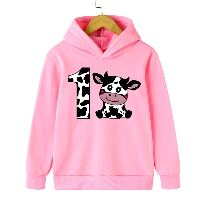 

Hoodies for Baby Boy Cartoon Cow Birthday Number Print Kids Clothes Girls 1-10th Birthday Gift Hoody Child Cute Sweatshirts