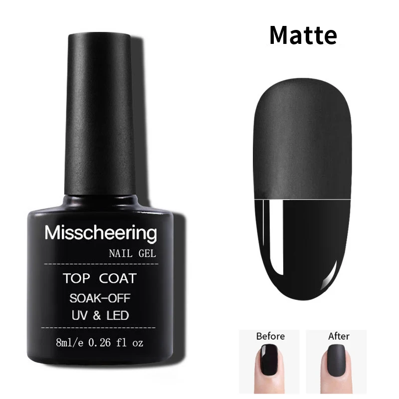 

8ml Matte Top Coat Nail Polish Protect Nails No-wipe/Tempered Top Coat Semi Vernis Permanent Nail Art Base Soak off Gel Polish
