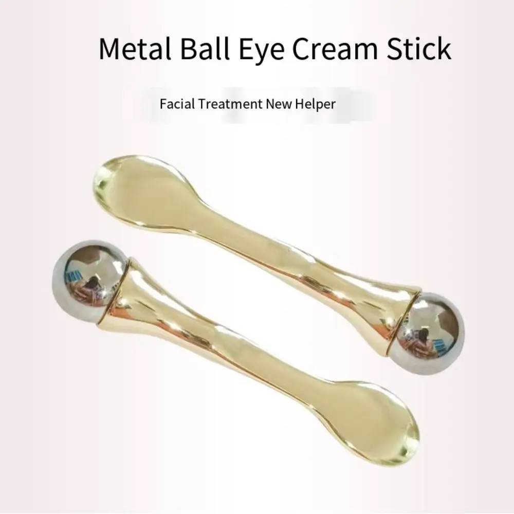 

Shine Metal Makeup Face Scraper Mini Beauty Facial Massage With Rollerball Stainless Steel Spoon Tool