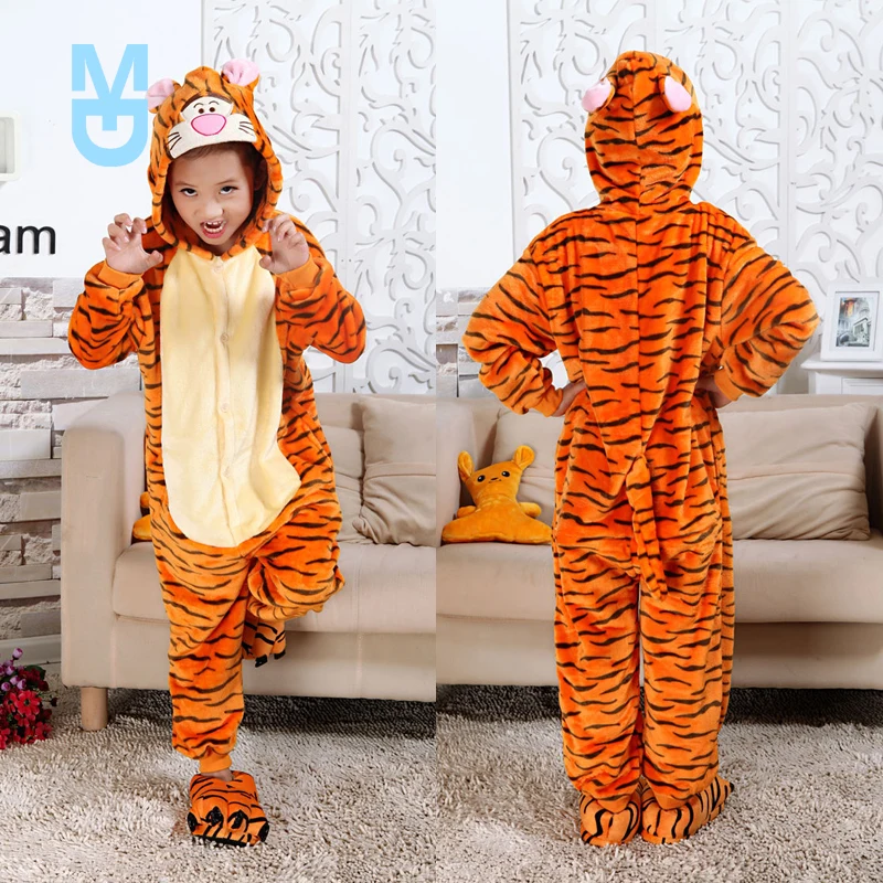 

New Children Flannel Tiger Pajamas Sets Boys Stitch Pajama Panda Animal Pijamas for 4-12 Years Girls Unicorn Pyjamas On