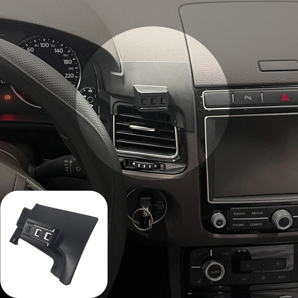 Фото Автомобильный держатель для телефона Volkswagen VW Touareg 2011 2012-2018, кронштейн для беспроводной зарядки, гравитационная подставка, аксессуары для крепления телефона №2